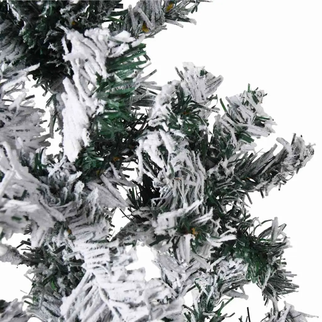 Slim Artificial Half Christmas Tree Flocked Snow 210cm Green Wall-Mounted Xmas
