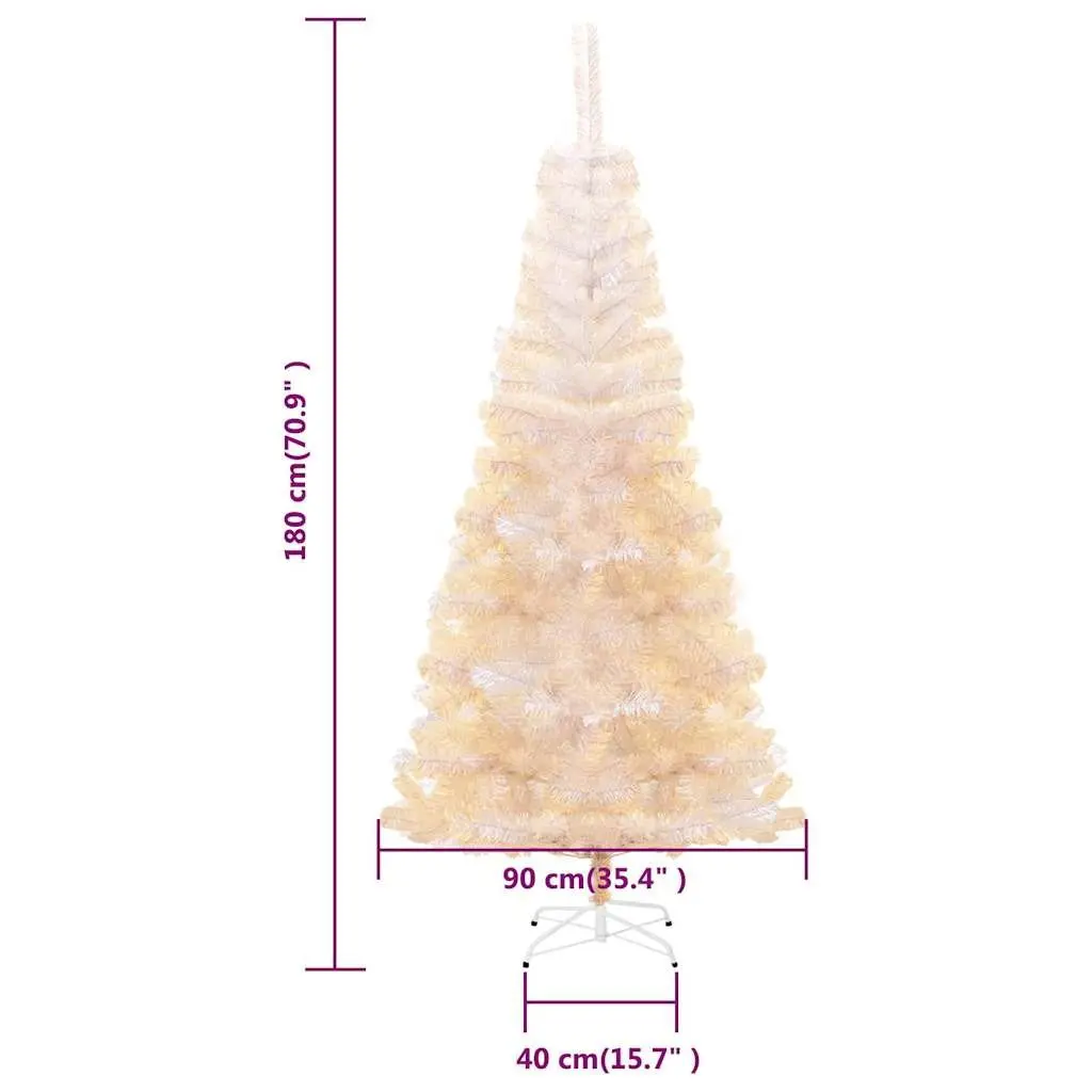 Artificial Christmas Tree PVC White 180cm Iridescent Tips Seasonal Decor