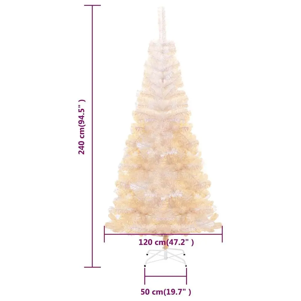 Artificial Christmas Tree Iridescent White Tips PVC 240cm Seasonal Decoration