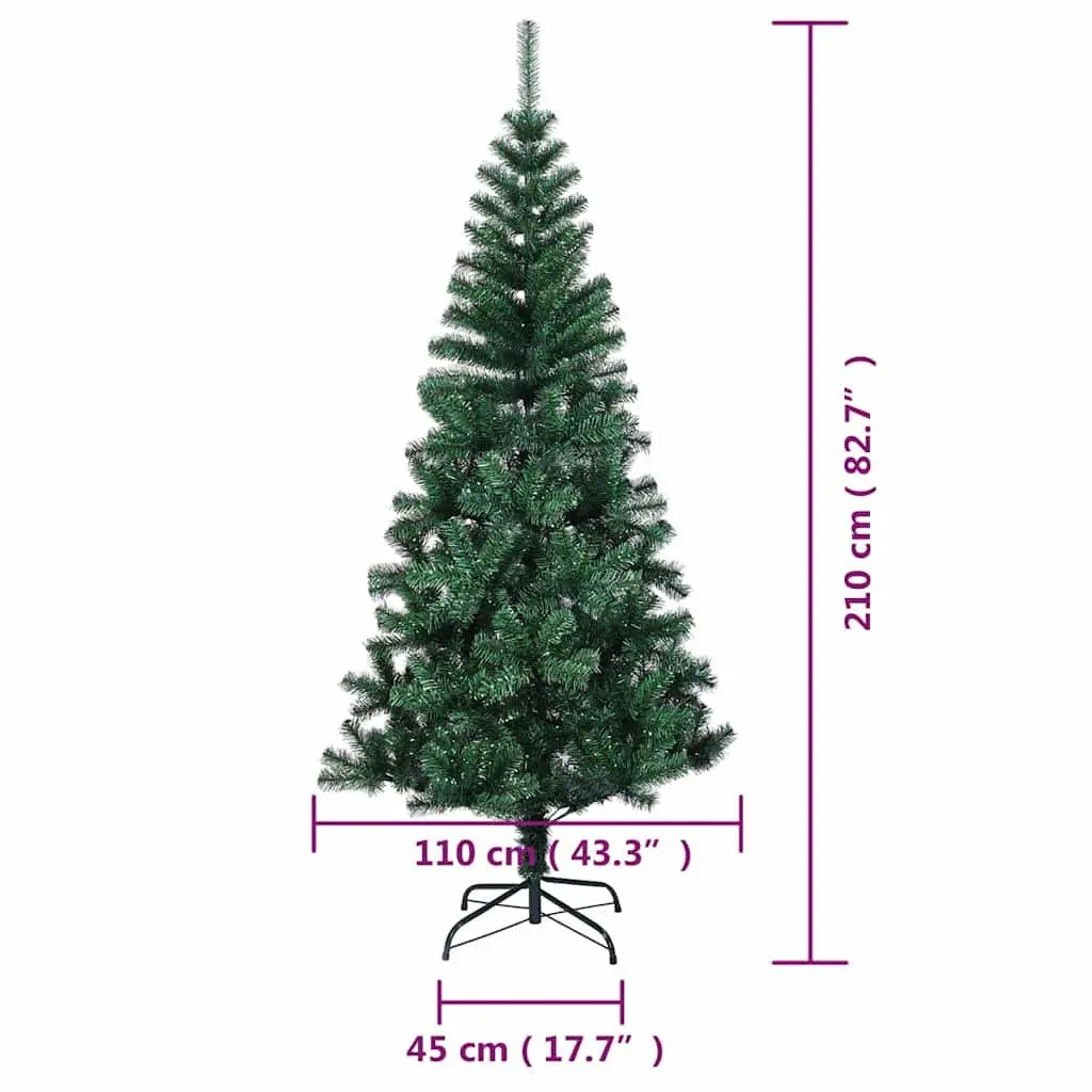 Artificial Christmas Tree 210cm Green Iridescent Tips PVC Bushy Xmas Holiday