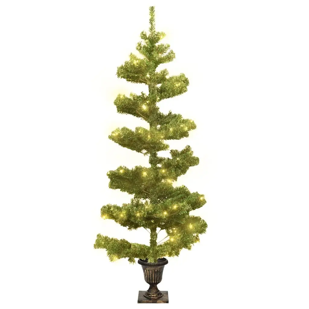 Pre-lit Swirl Christmas Tree 120cm Green Artificial Xmas Decoration LED Lights