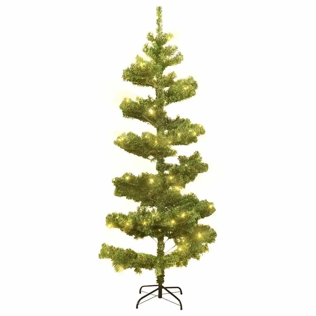 Pre-lit Swirl Christmas Tree 150cm Green PVC Artificial Holiday Decoration with
