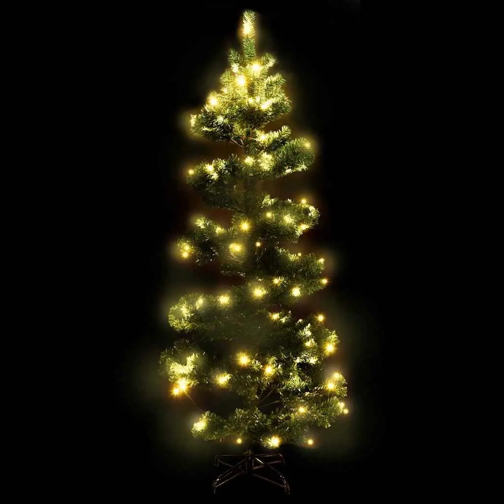 Pre-lit Swirl Christmas Tree 150cm Green PVC Artificial Holiday Decoration with