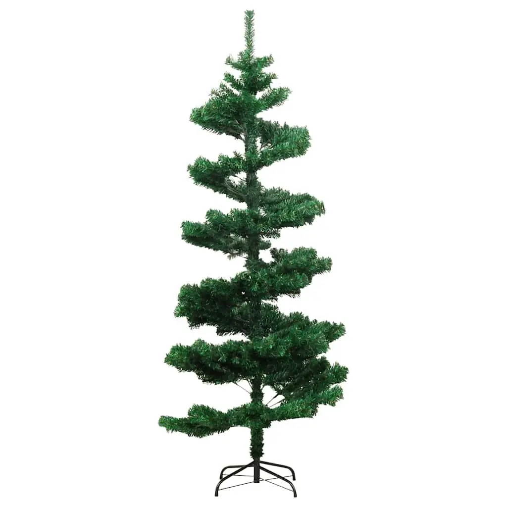 Pre-lit Swirl Christmas Tree 150cm Green PVC Artificial Holiday Decoration with