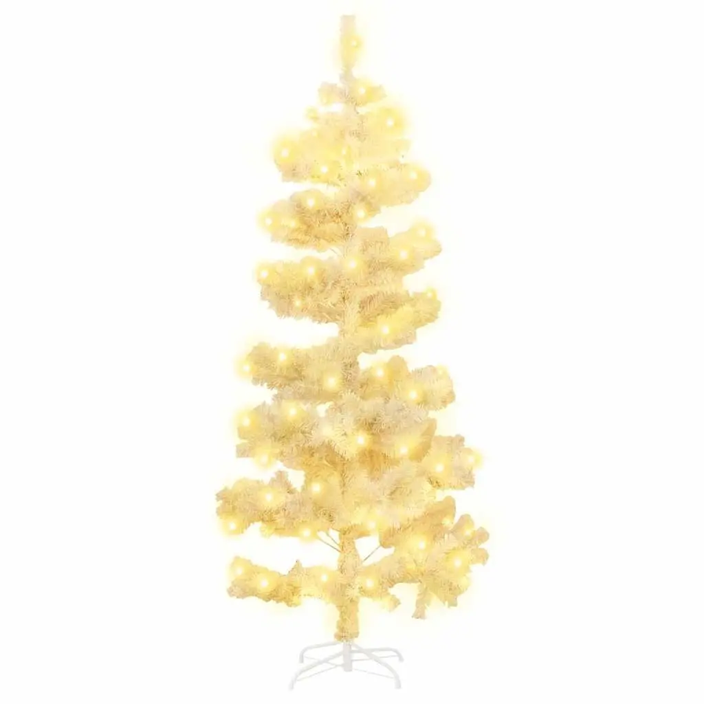 Pre-lit Swirl Christmas Tree 150cm White Artificial with LED Lights Stand
