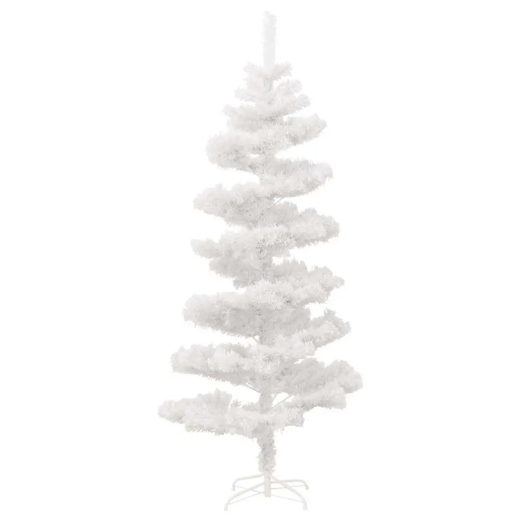 Pre-lit Swirl Christmas Tree 150cm White Artificial with LED Lights Stand