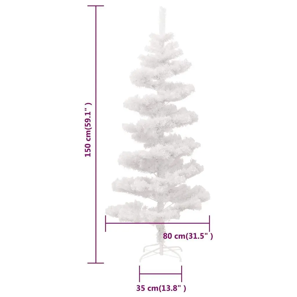 Pre-lit Swirl Christmas Tree 150cm White Artificial with LED Lights Stand