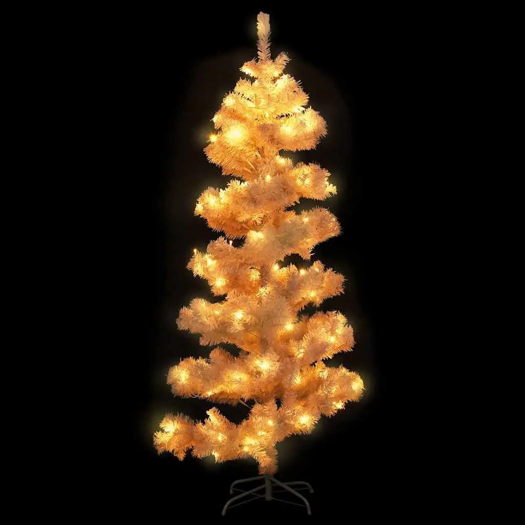 Artificial Christmas Tree White Swirl Pre-lit 180cm with LED Lights and Stand