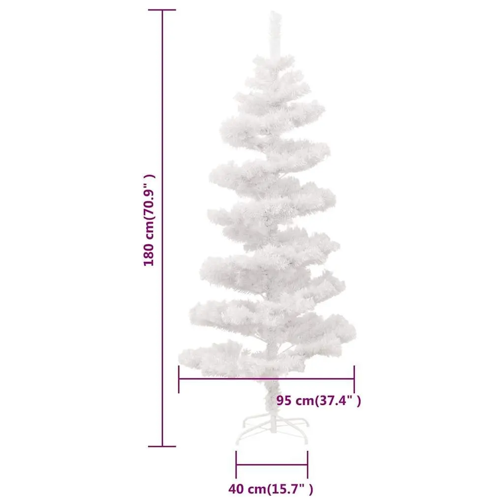 Artificial Christmas Tree White Swirl Pre-lit 180cm with LED Lights and Stand