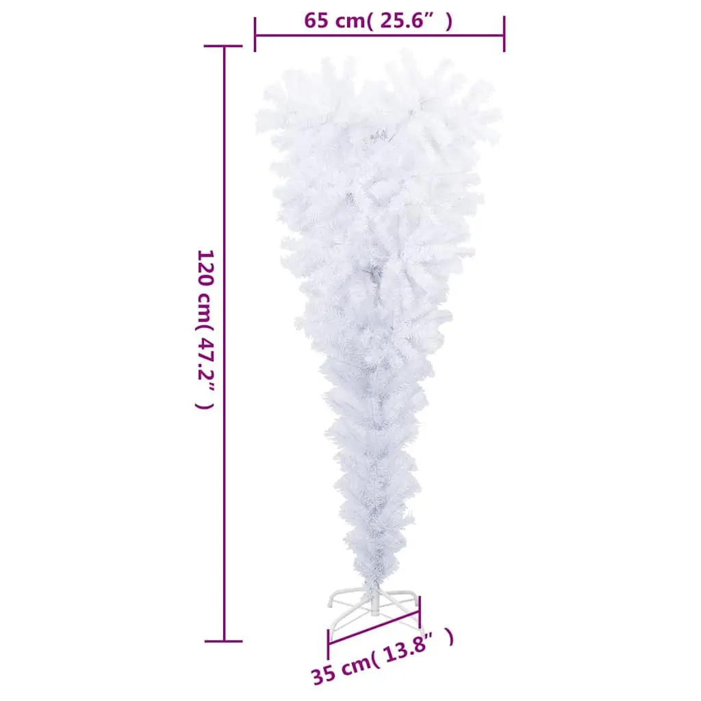 Artificial Christmas Tree Upside-Down PVC 120cm White with Steel Stand