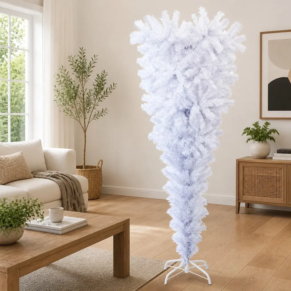 Upside-Down Artificial Christmas Tree PVC 150cm White
