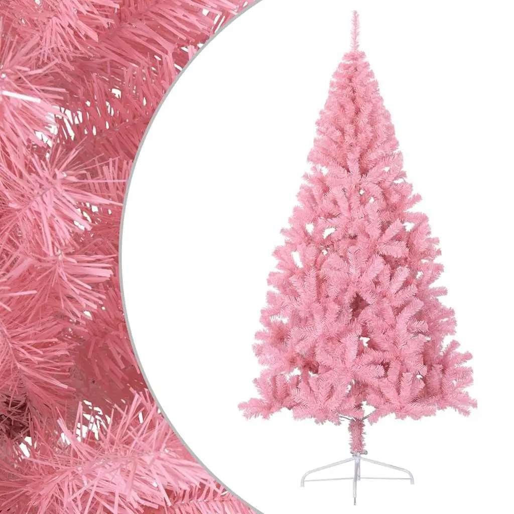 Half Christmas Tree 210cm Artificial with Stand Pink Xmas Holiday Seasonal Decor