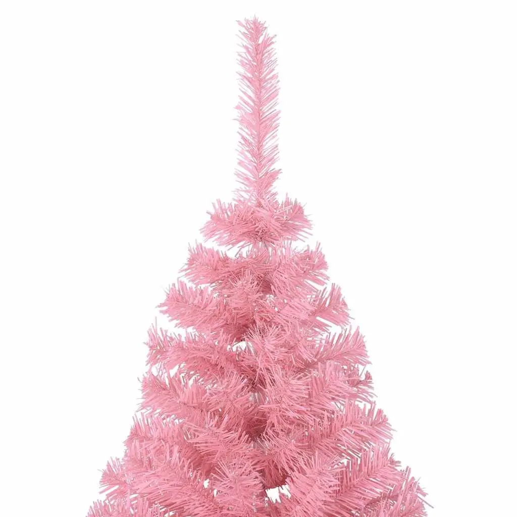 Half Christmas Tree 210cm Artificial with Stand Pink Xmas Holiday Seasonal Decor