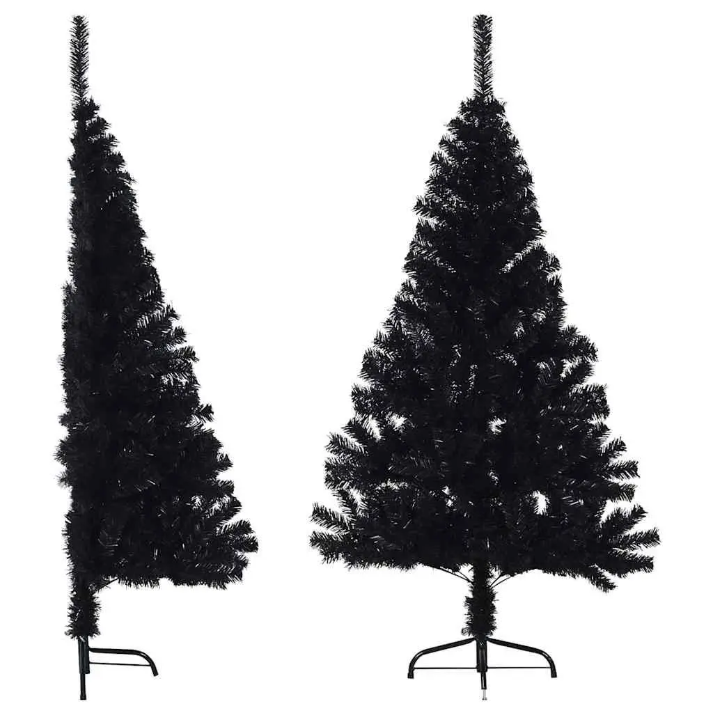 Half Christmas Tree Black 150cm Artificial PVC Bushy Seasonal Holiday Decoration
