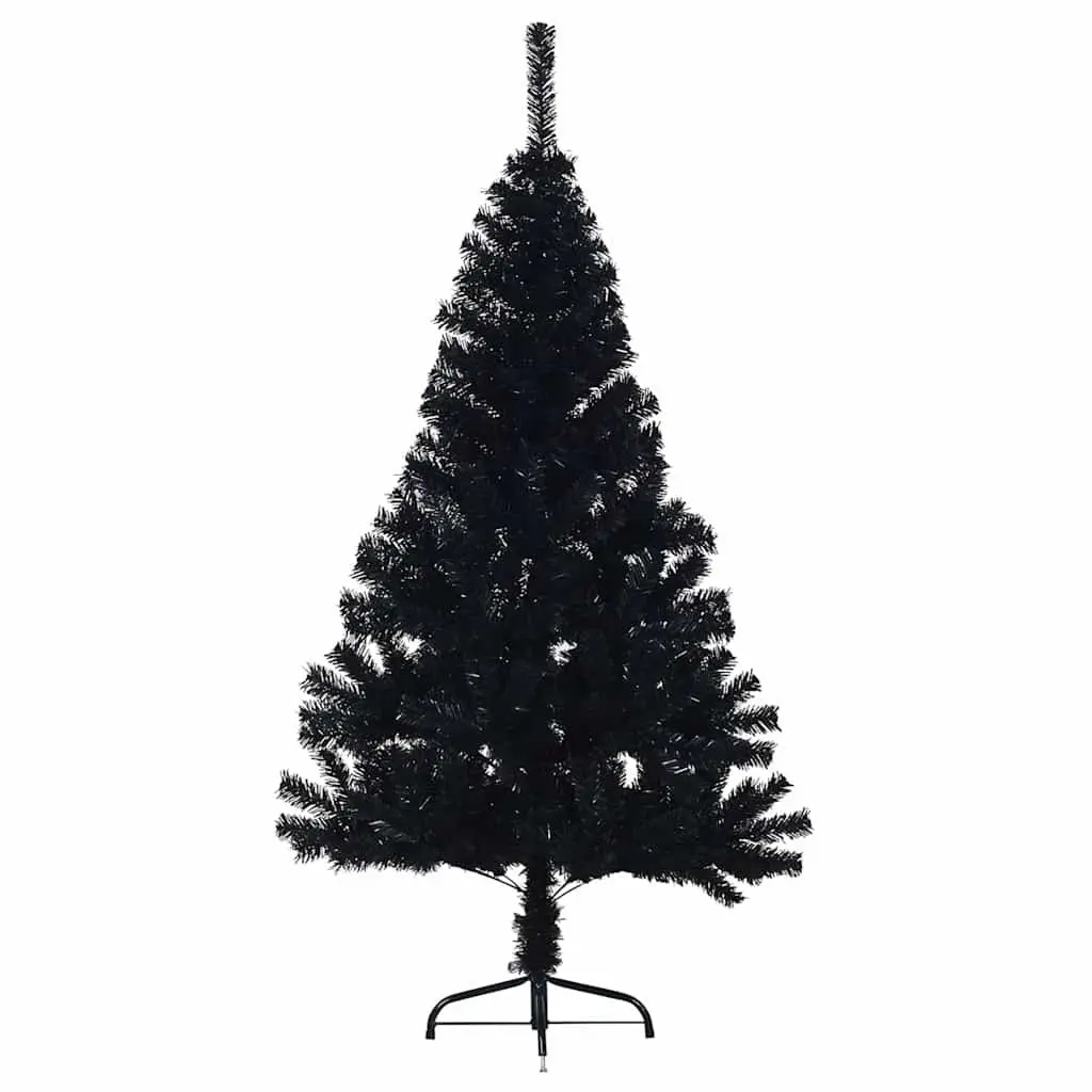 Half Christmas Tree Black 150cm Artificial PVC Bushy Seasonal Holiday Decoration