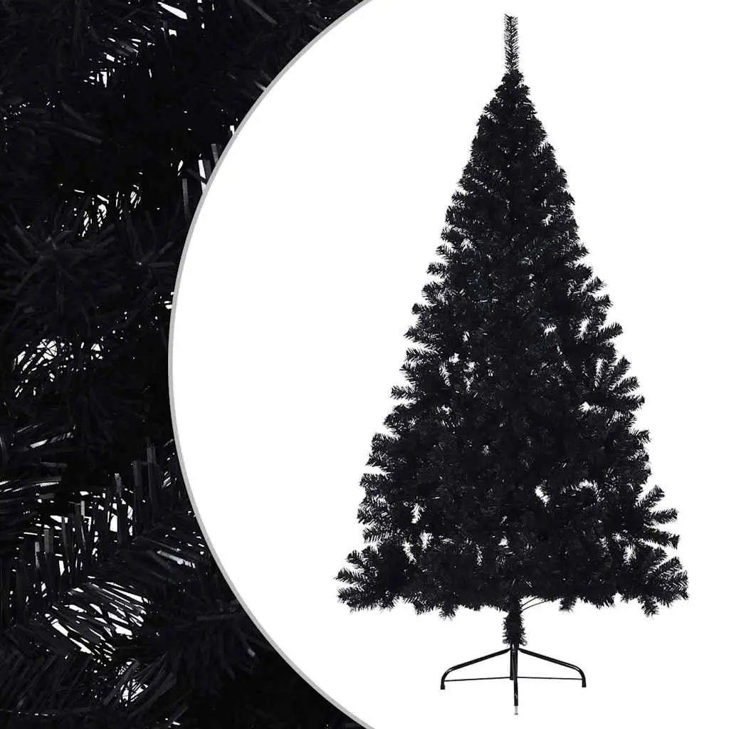 Artificial Half Christmas Tree PVC 180cm Black Bushy