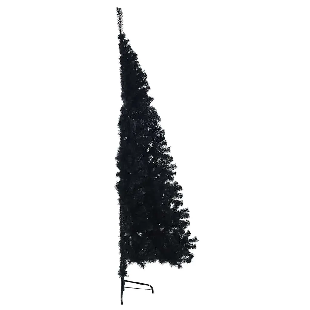 Half Christmas Tree Black PVC 210 cm with Sturdy Steel Stand for Seasonal Decoration