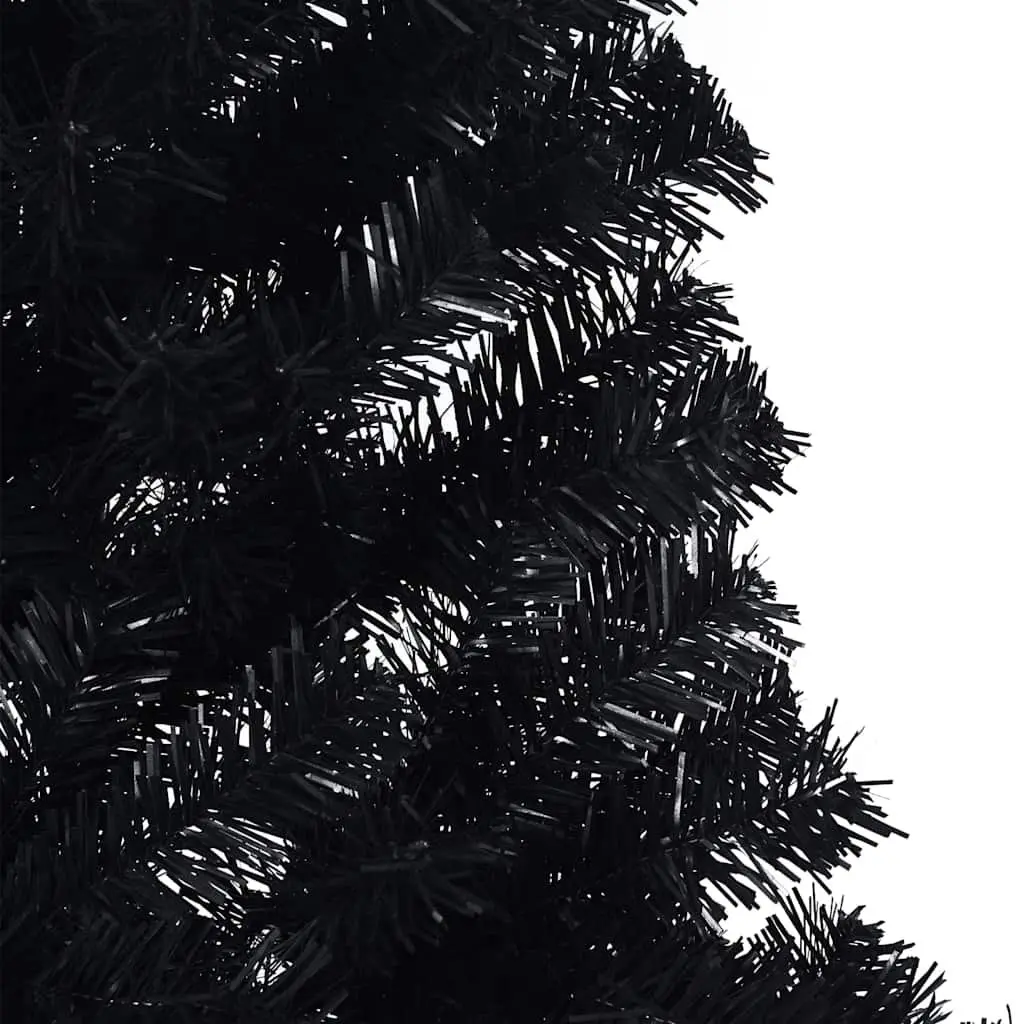 Half Christmas Tree Black PVC 210 cm with Sturdy Steel Stand for Seasonal Decoration