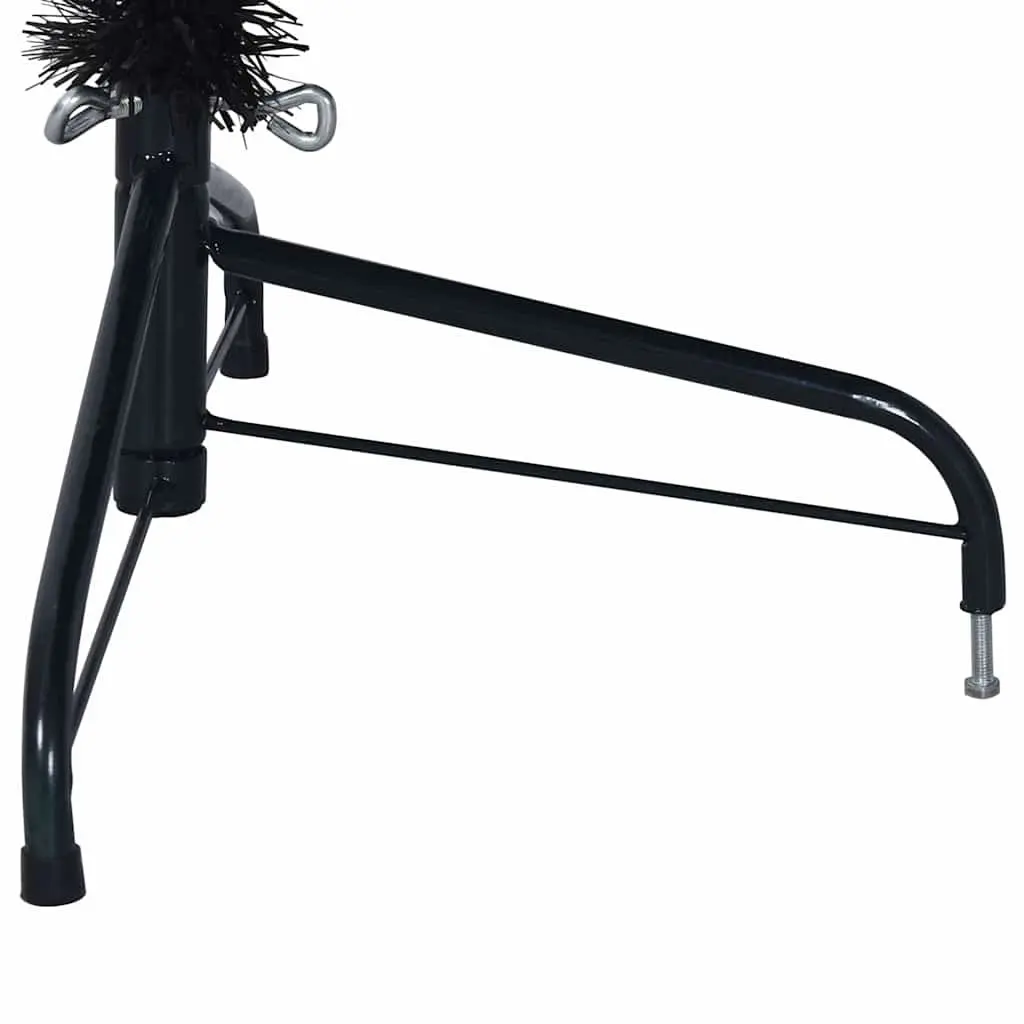 Half Round Black Christmas Tree 240cm with Steel Stand and Realistic PVC Tips for Wall Placement