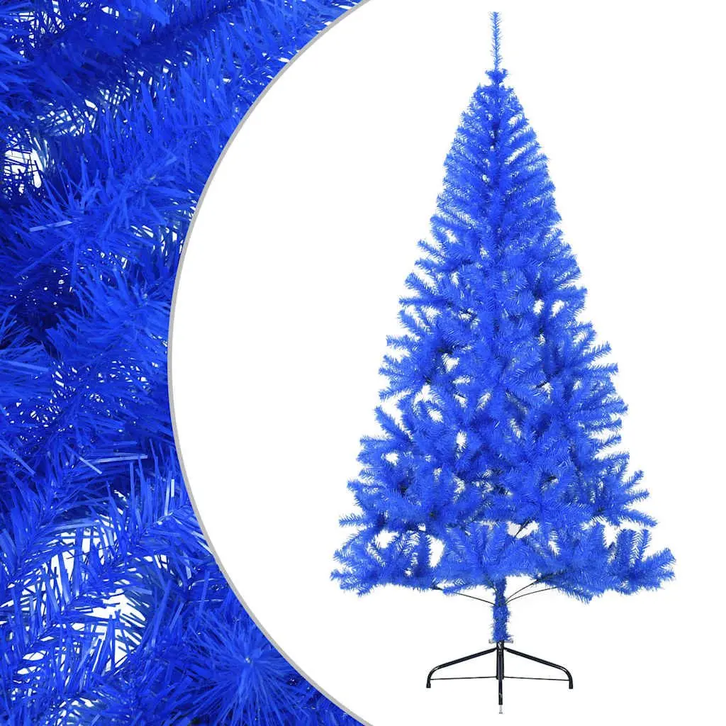 Artificial Half Christmas Tree with Stand Blue 210 cm Seasonal Holiday Decor