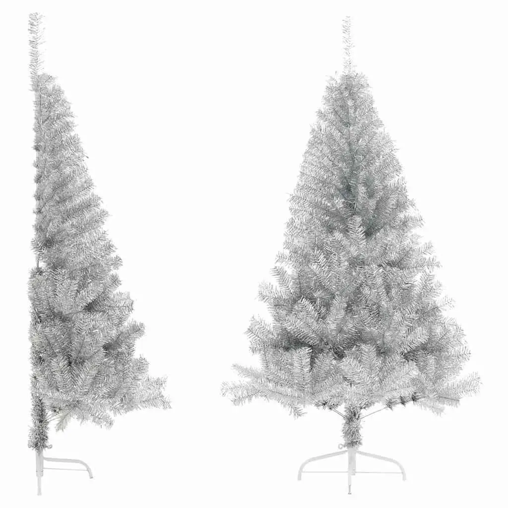 Artificial Half Christmas Tree PET 180cm Silver Bushy