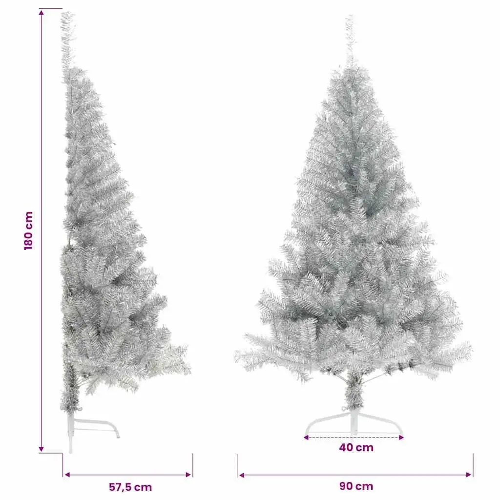 Artificial Half Christmas Tree PET 180cm Silver Bushy