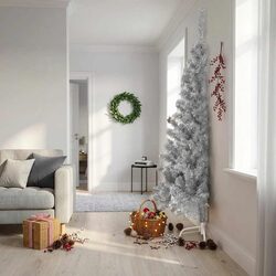 Practical 210cm Silver Half Christmas Tree for Your Home