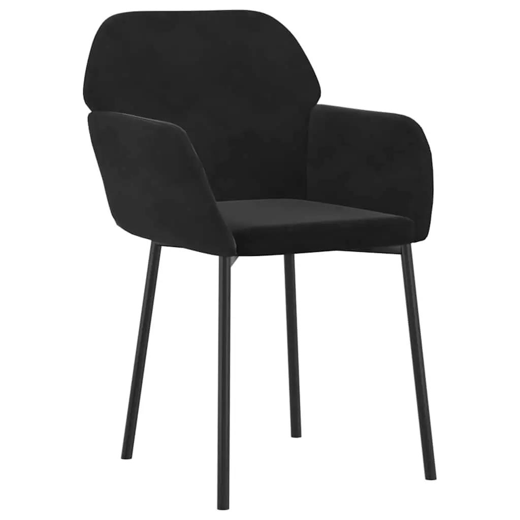 Dining Chairs Velvet Black 2 pcs Padded Armrest Backrest Metal Plywood Frame