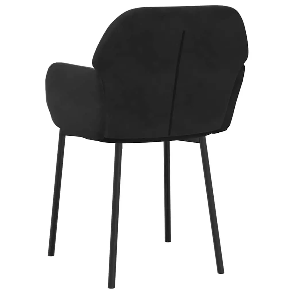 Dining Chairs Velvet Black 2 pcs Padded Armrest Backrest Metal Plywood Frame