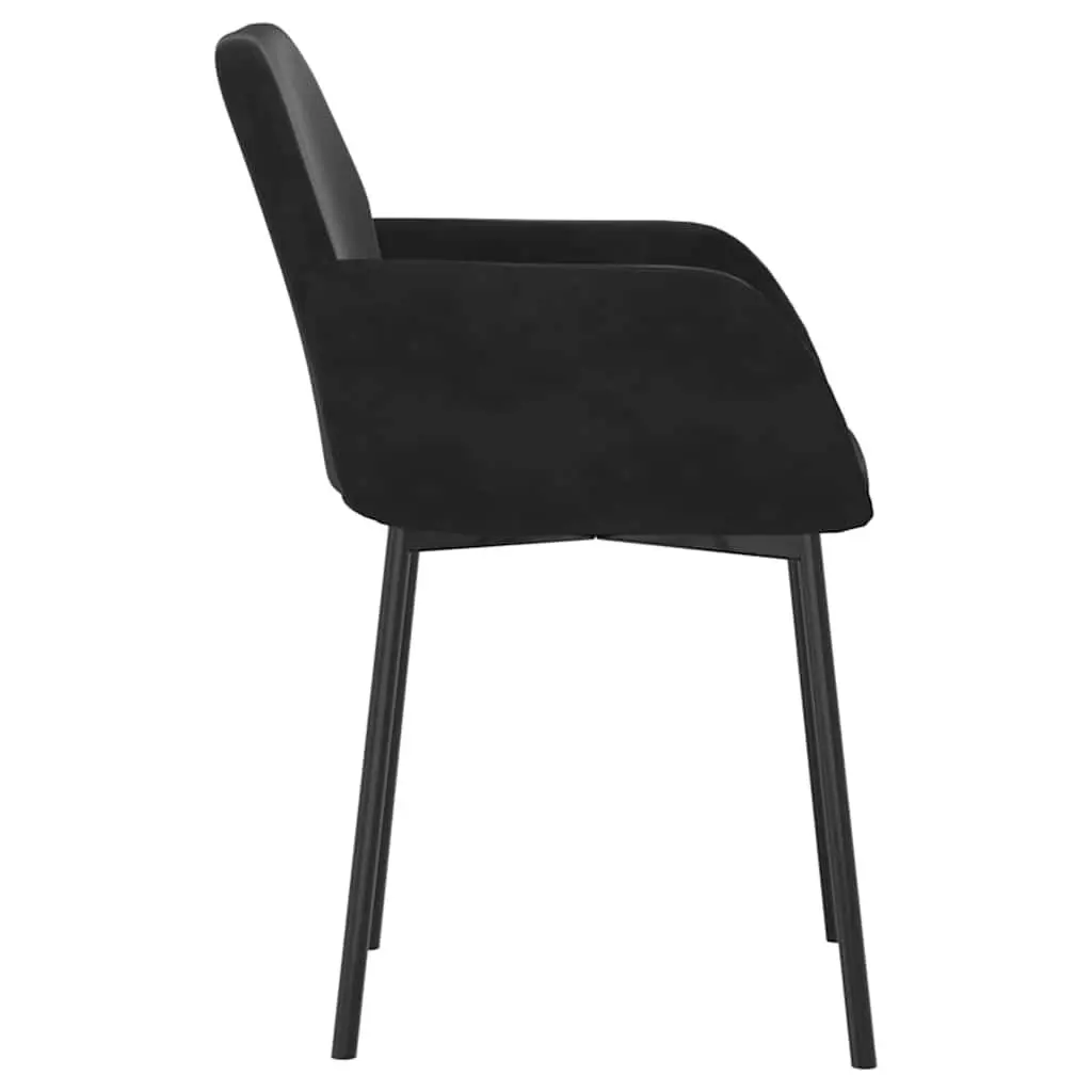 Dining Chairs Velvet Black 2 pcs Padded Armrest Backrest Metal Plywood Frame