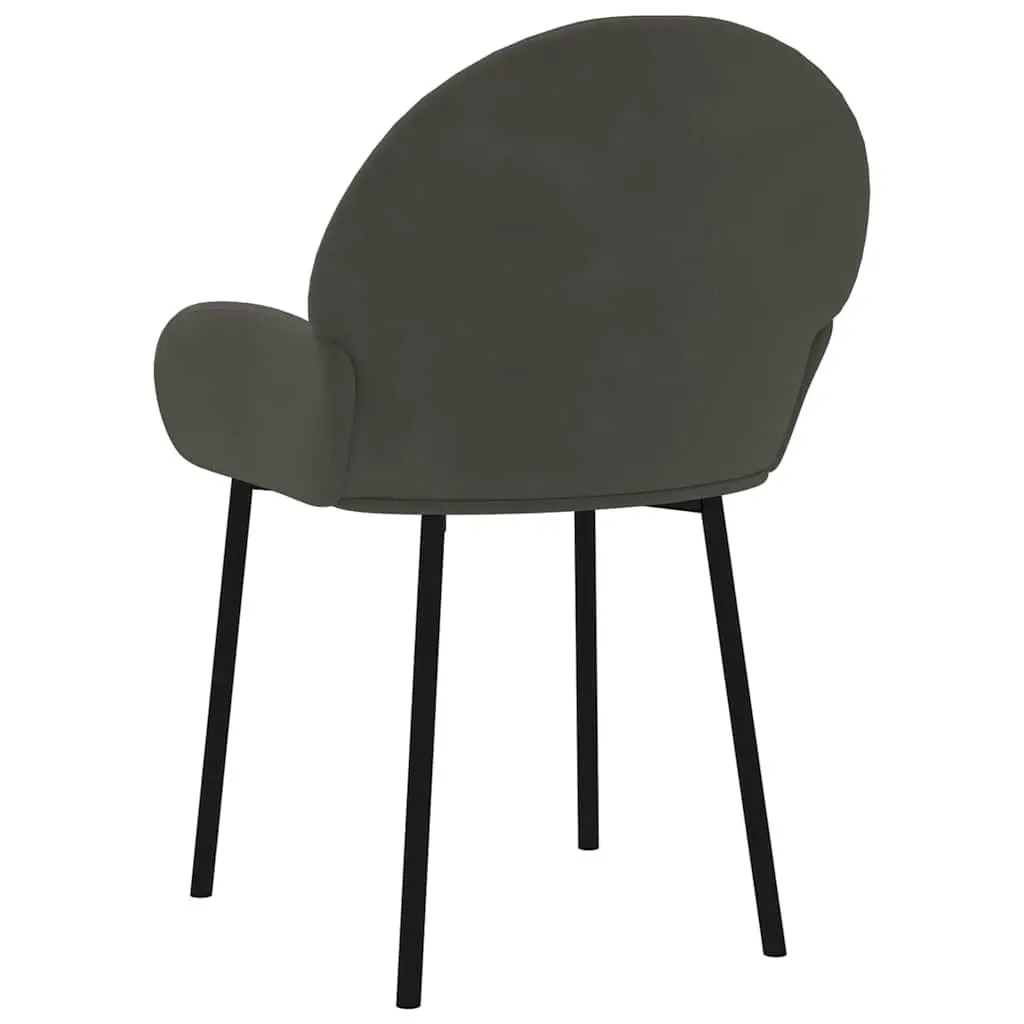 Dining Chairs Velvet Grey Set of 2 Padded Backrest Armrest Kitchen Room Seating