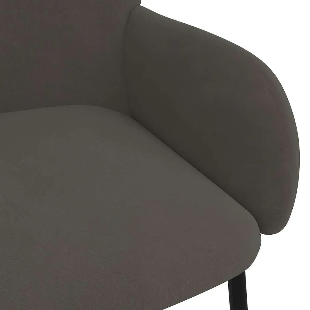 Dining Chairs Velvet Grey Set of 2 Padded Backrest Armrest Kitchen Room Seating