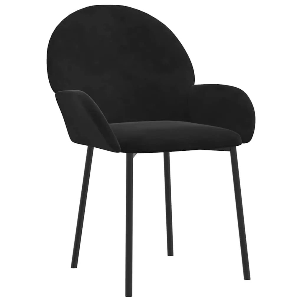 Dining Chairs Velvet Black 2 Piece Kitchen Room Seat Armrest Backrest Padded Foam