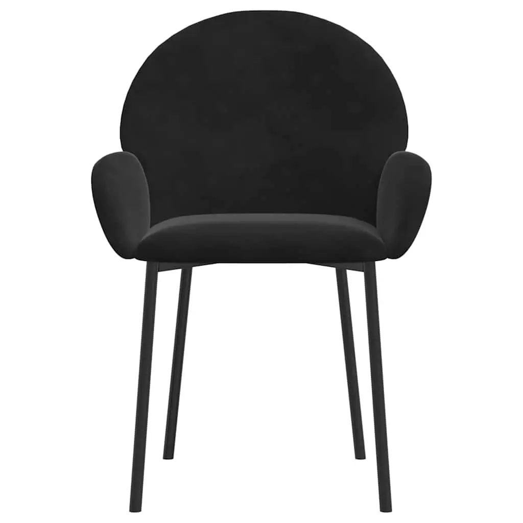 Dining Chairs Velvet Black 2 Piece Kitchen Room Seat Armrest Backrest Padded Foam