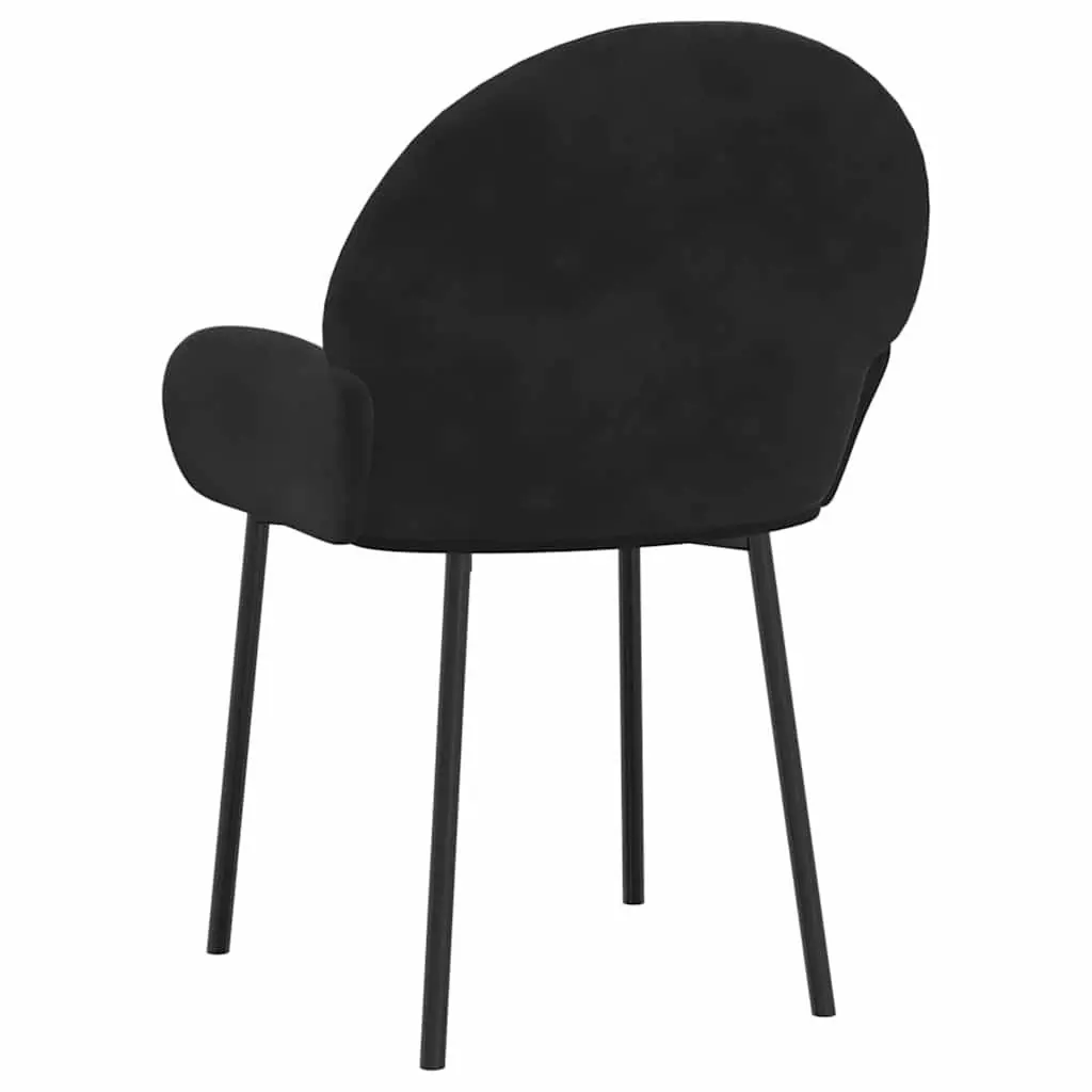 Dining Chairs Velvet Black 2 Piece Kitchen Room Seat Armrest Backrest Padded Foam