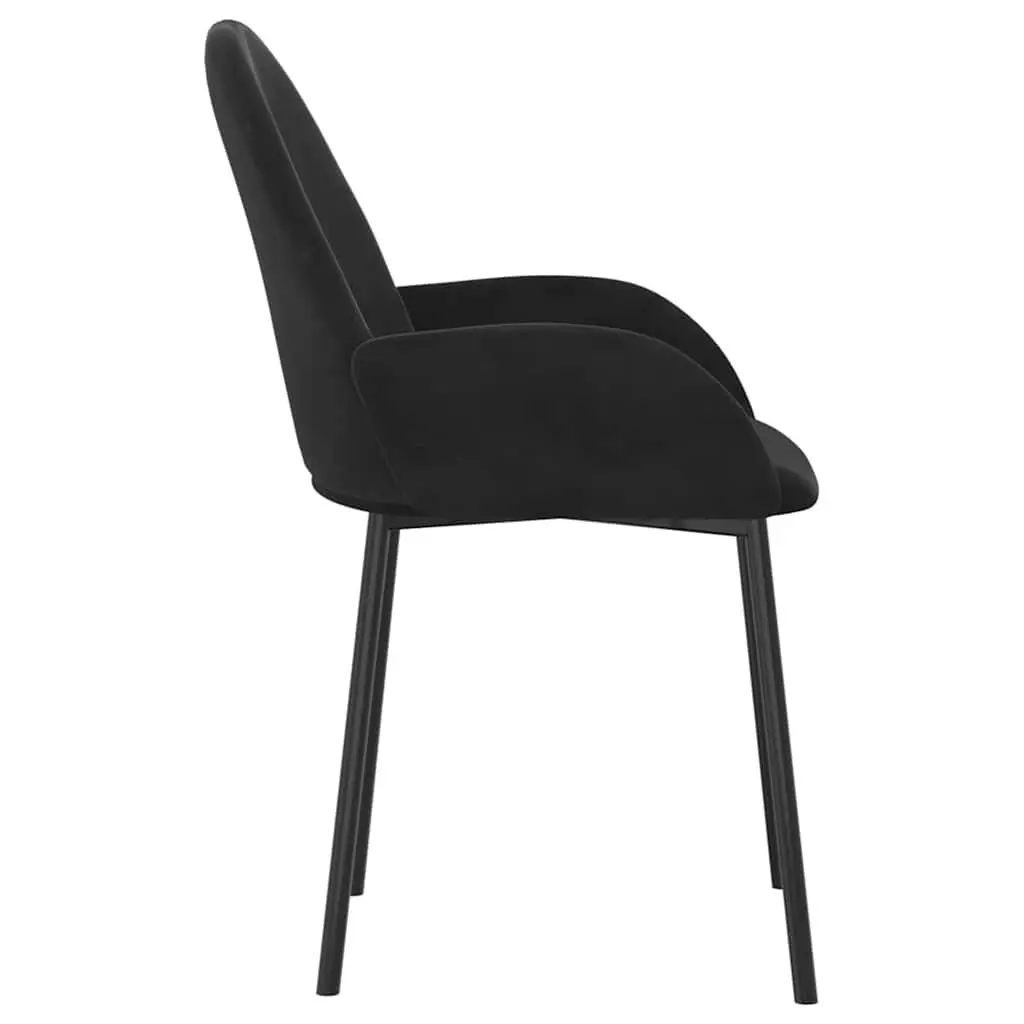 Dining Chairs Velvet Black 2 Piece Kitchen Room Seat Armrest Backrest Padded Foam