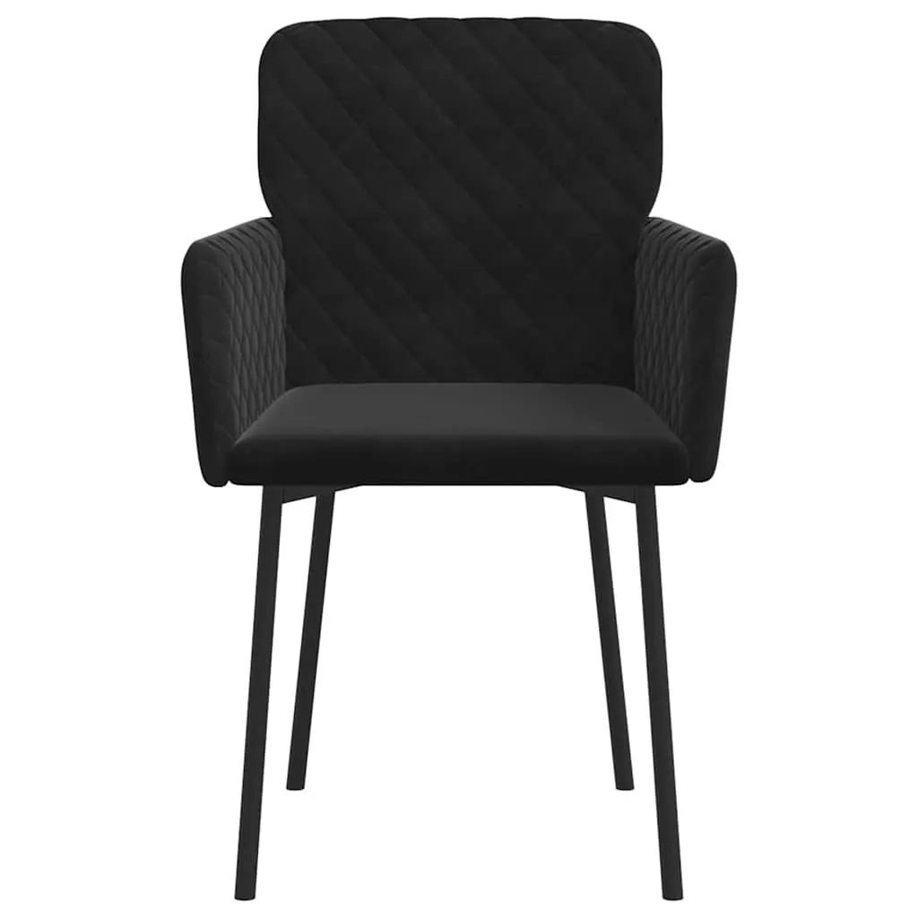 Dining Chairs Velvet Black 2 Piece Padded Armrest Backrest Foam Seat