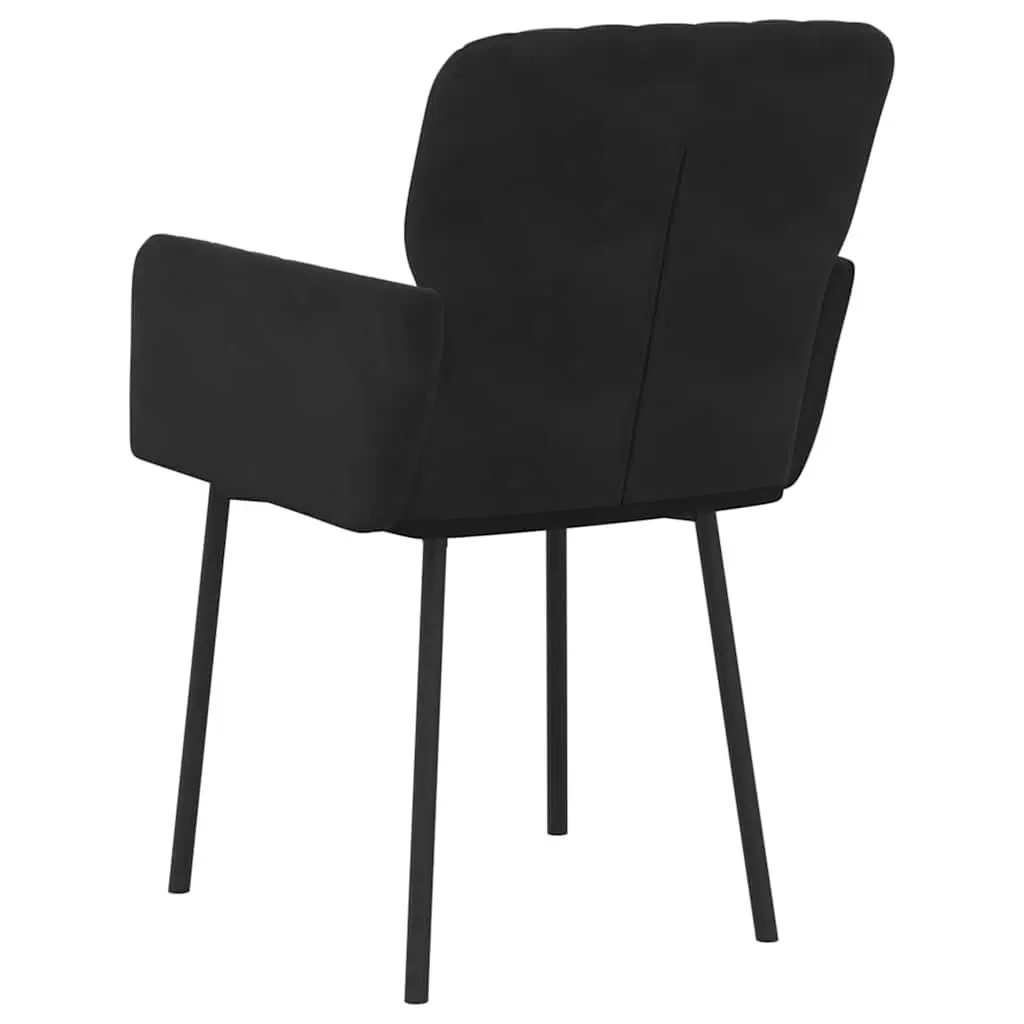 Dining Chairs Velvet Black 2 Piece Padded Armrest Backrest Foam Seat