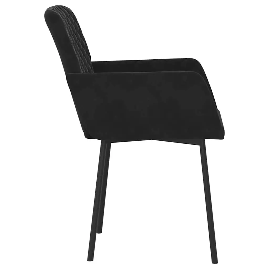 Dining Chairs Velvet Black 2 Piece Padded Armrest Backrest Foam Seat