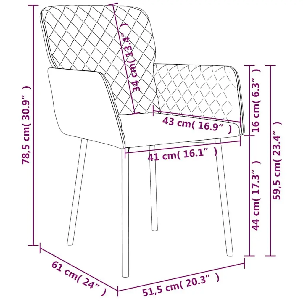 Dining Chairs Velvet Black 2 Piece Padded Armrest Backrest Foam Seat