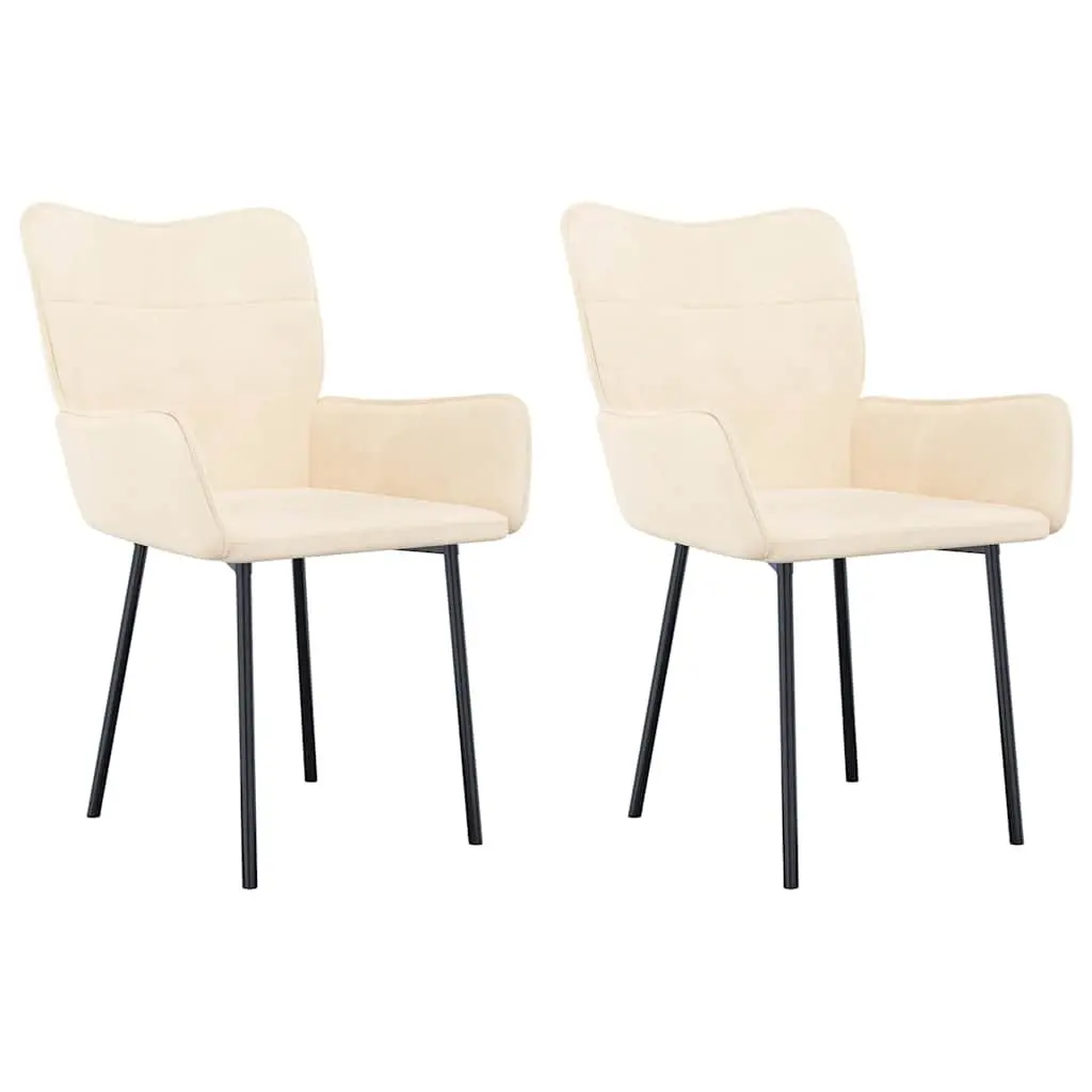 Dining Chairs 2 pcs Cream Velvet Kitchen Living Room Furniture Ergonomic Design