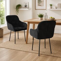 Versatile Black Velvet Dining Chairs - 2 Pack