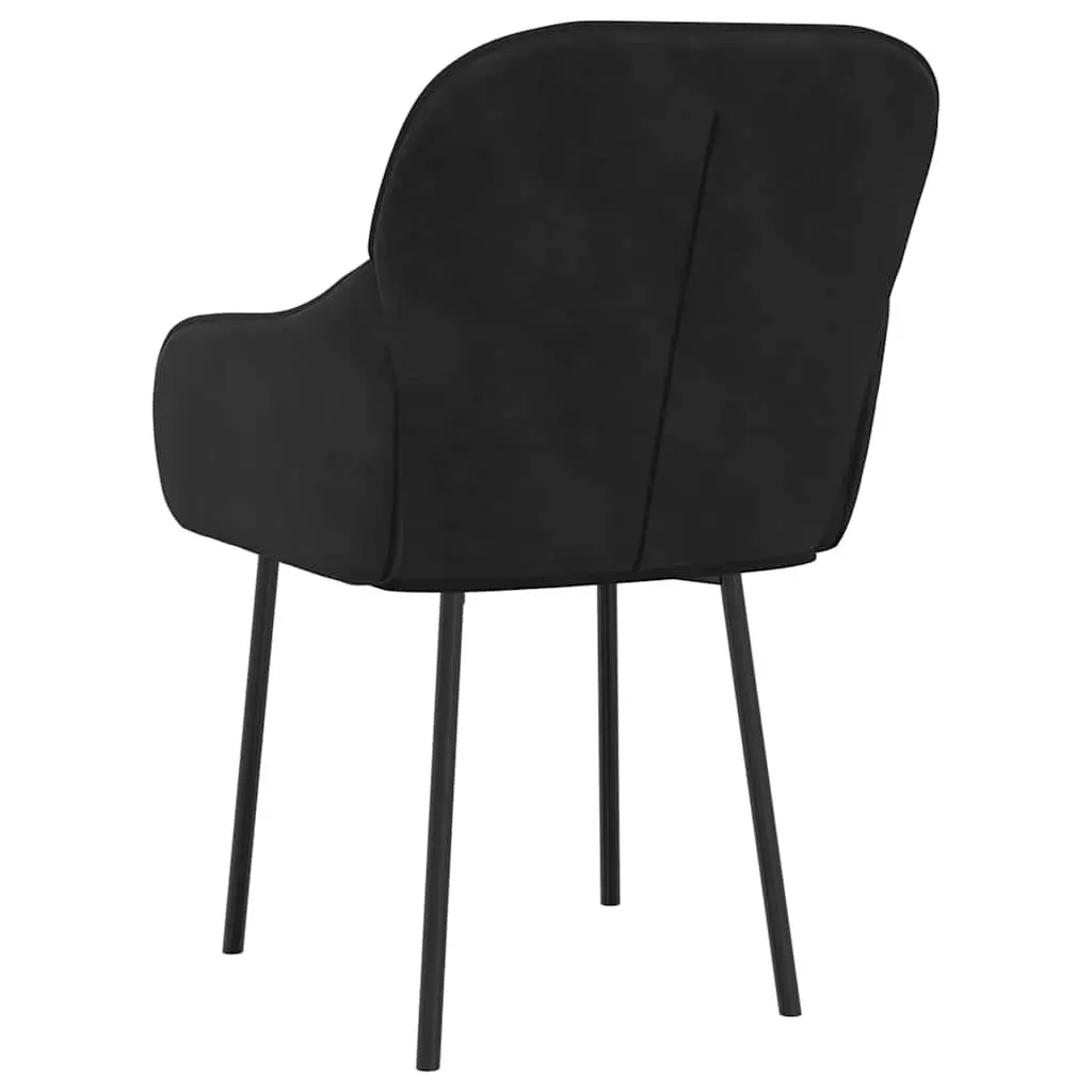 Black Velvet Dining Chairs Set of 2 Padded Foam Armrest Backrest Metal Plywood Frame