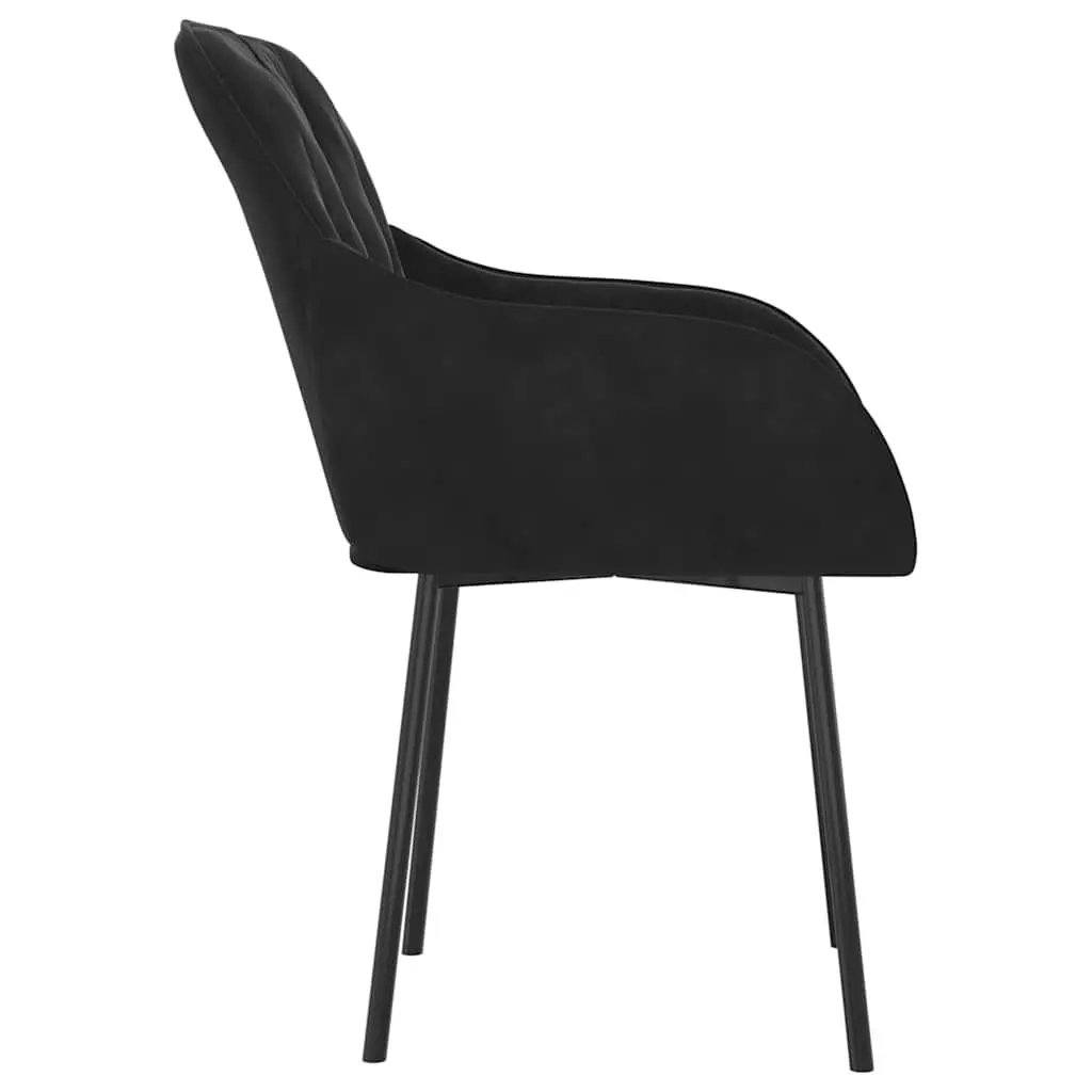 Black Velvet Dining Chairs Set of 2 Padded Foam Armrest Backrest Metal Plywood Frame