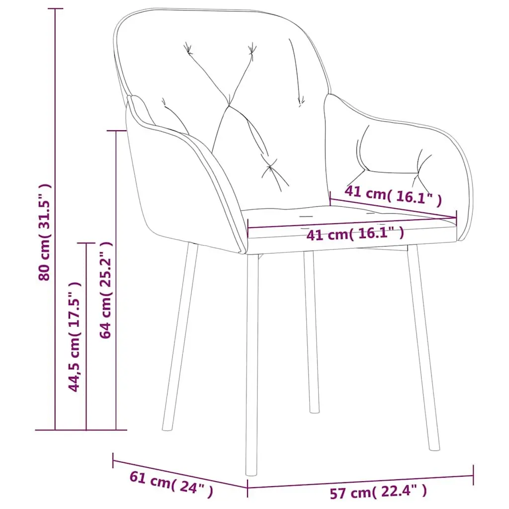 Black Velvet Dining Chairs Set of 2 Padded Foam Armrest Backrest Metal Plywood Frame