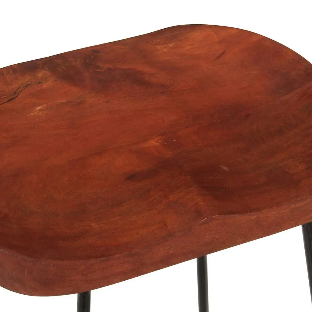 Bar Stools Solid Mango Wood Brown Retro 2 Piece Kitchen Counter Seating Furniture