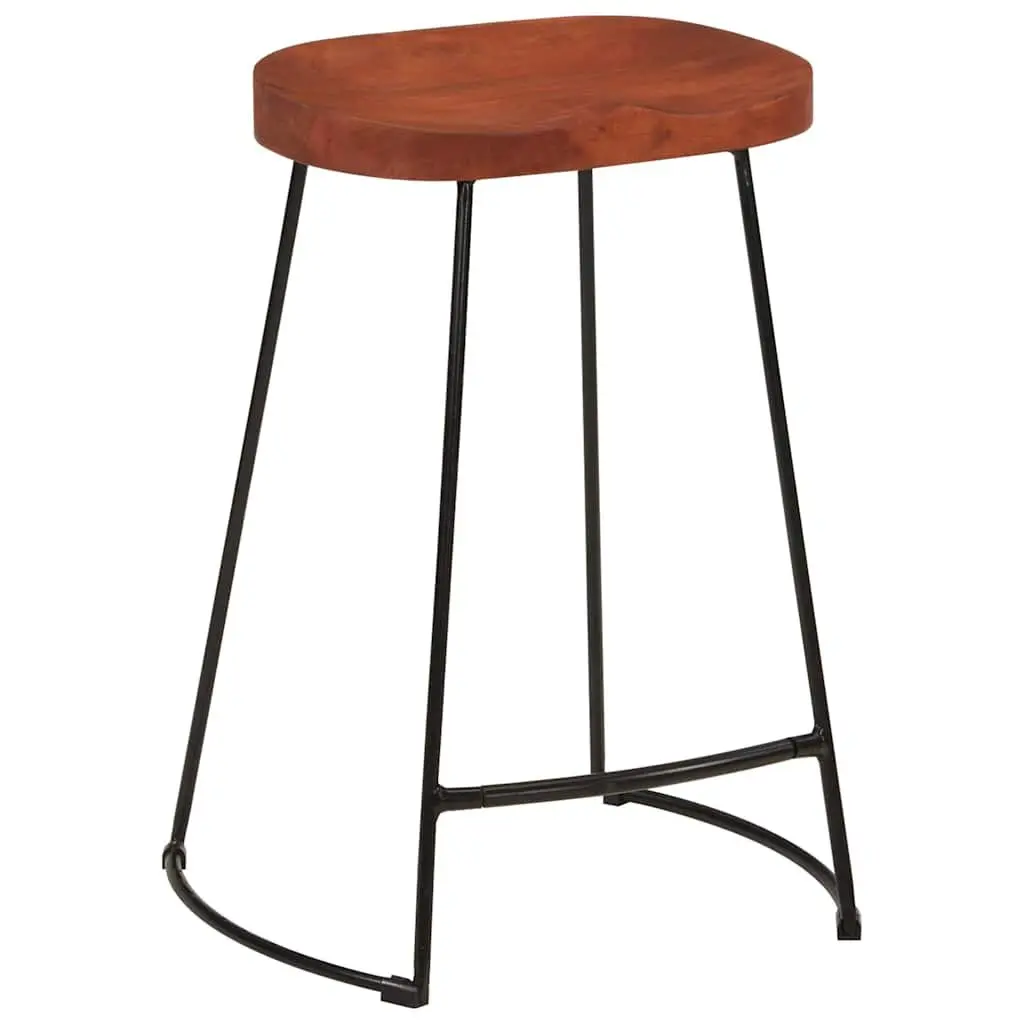 Bar Stools Solid Mango Wood Brown Retro 2 Piece Kitchen Counter Seating Furniture