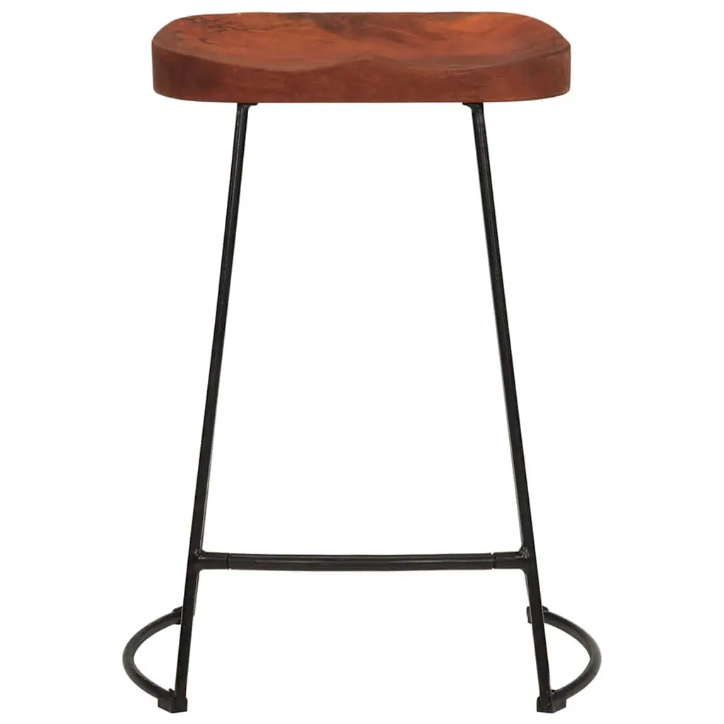 Bar Stools Solid Mango Wood Brown Retro 2 Piece Kitchen Counter Seating Furniture