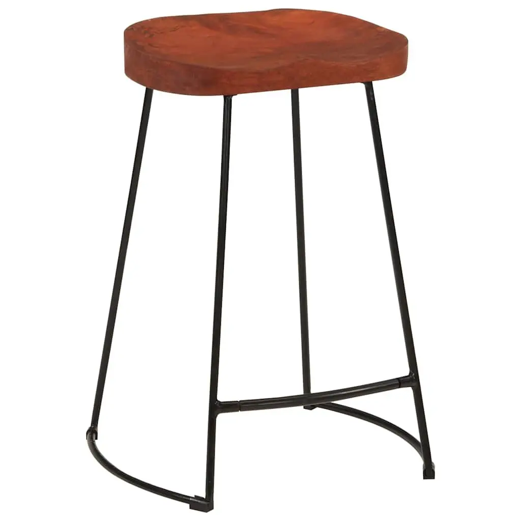 Bar Stools Solid Mango Wood Brown Retro 2 Piece Kitchen Counter Seating Furniture