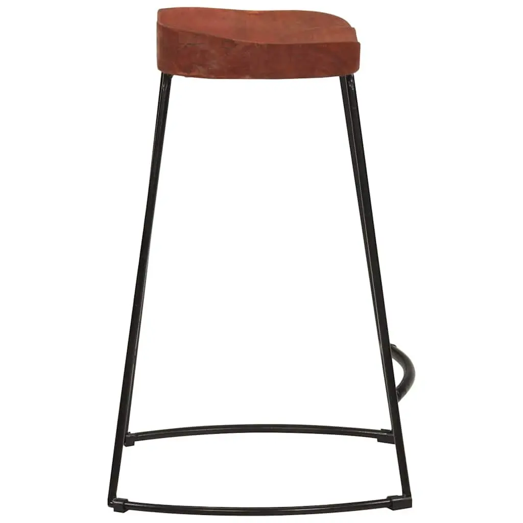 Bar Stools Solid Mango Wood Brown Retro 2 Piece Kitchen Counter Seating Furniture
